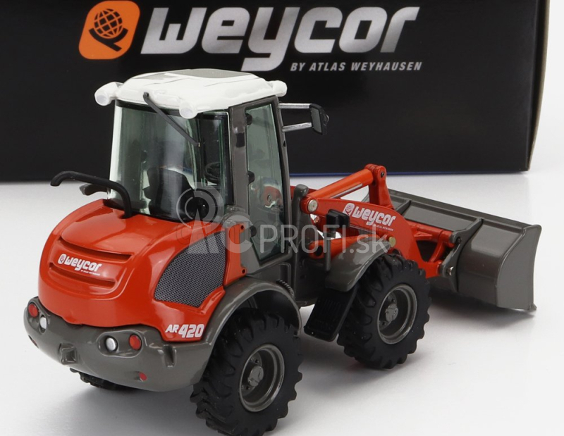 Nzg Weycor Ar420 Ruspa Gommata - Škrabací traktor - kolesový nakladač 1:50 oranžovo šedý