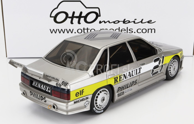 Otto-mobile Renault R21 2.l Turbo N 21 Superproduction Sezóna 1988 J.l.bousquet 1:18 Silver Yellow
