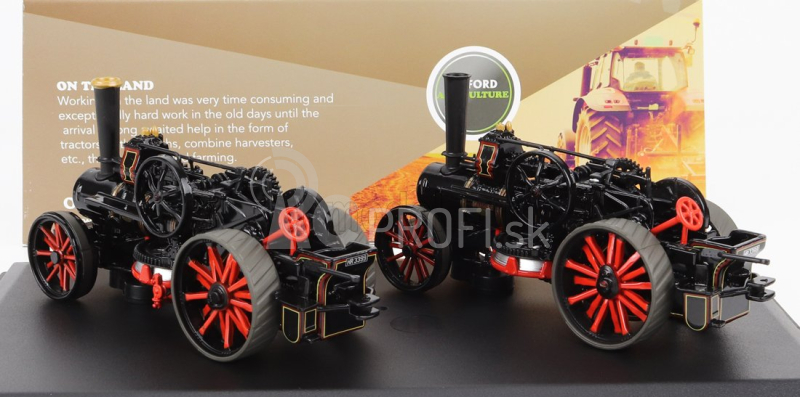 Oxford-models Fowler Set 2x Bb1 Tiger Tractor Poughing Engine 1864 1:76 čierno-červený