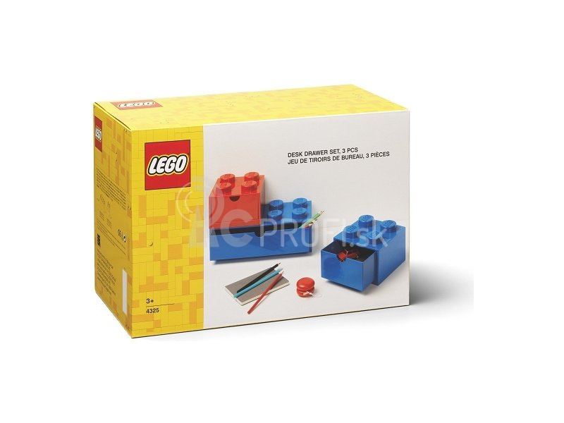LEGO stolový box so zásuvkou Multi-Pack 3 ks, modrá/červená