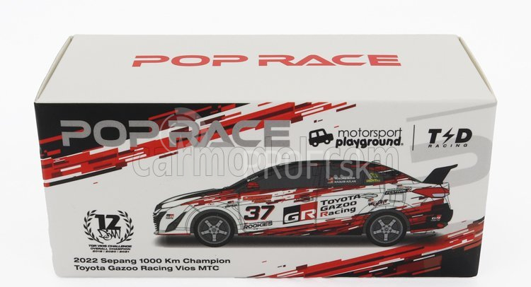Pop-race-limited Toyota Vios Gr Team Toyota Gazzo Racing N 37 1000km Sepang 2022 Tengku Djan 1:64 Červená Biela