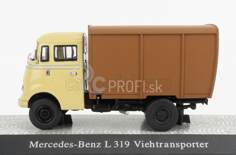 Premium classixxs Mercedes benz L319 Truck Trasporto Bestiame 1955 - Prepravca hospodárskych zvierat 1:43 Béžová hnedá