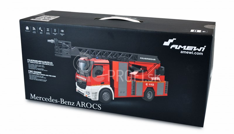 RC hasičské vozidlo Mercedes-Benz Arocs s rebríkom, 1:14