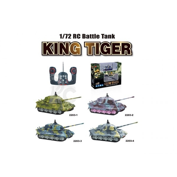 RC tank King Tiger 1:72, šedá farba
