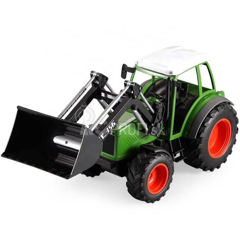 RC traktor Double E s lyžicou 1:16 + vozík za traktor