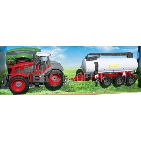RC traktor s cisternou, červená