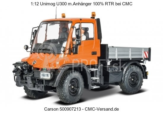 RC Unimog U300 s vozíkom, oranžová