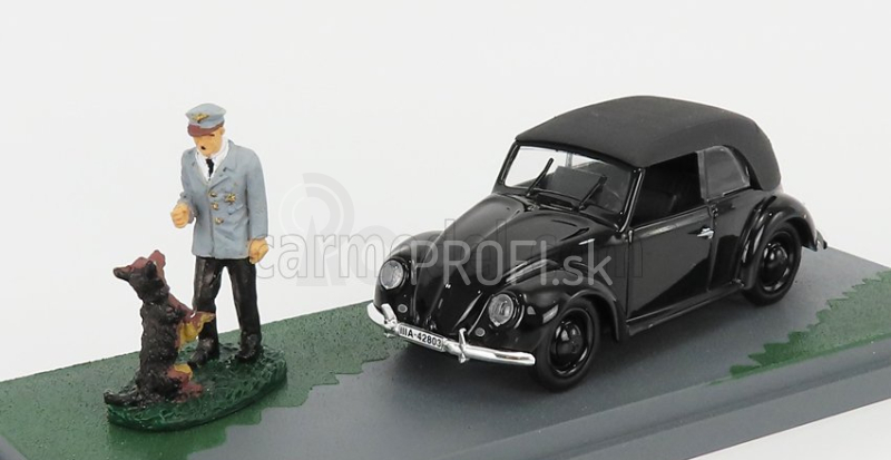 Rio-models Volkswagen Beetle Maggiolino Cabriolet Closed Nido Dell'aquila - Eagle's Nest 1938 - Hitler And Blondie Dog 1:43 Black