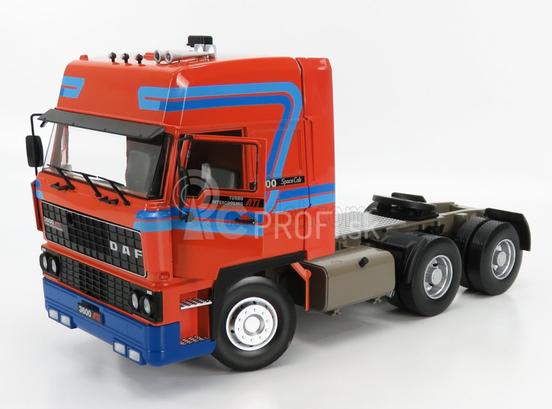 Road-kings DAF 3600 Space Cab Tractor Truck 3-assi 1986 1:18 oranžová modrá