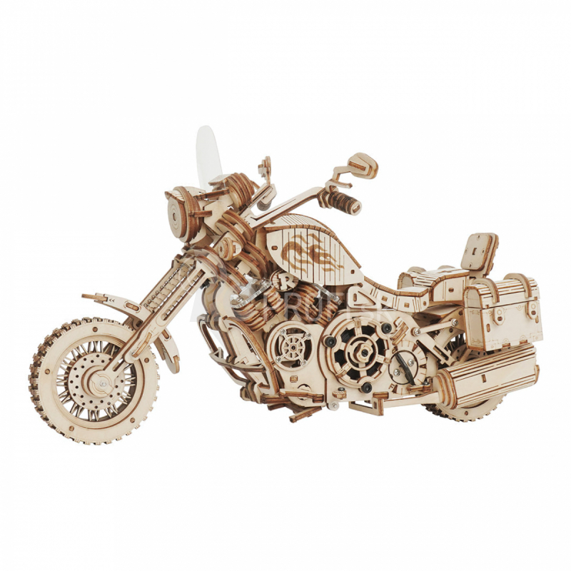RoboTime 3D drevené mechanické puzzle Motorka (cruiser)