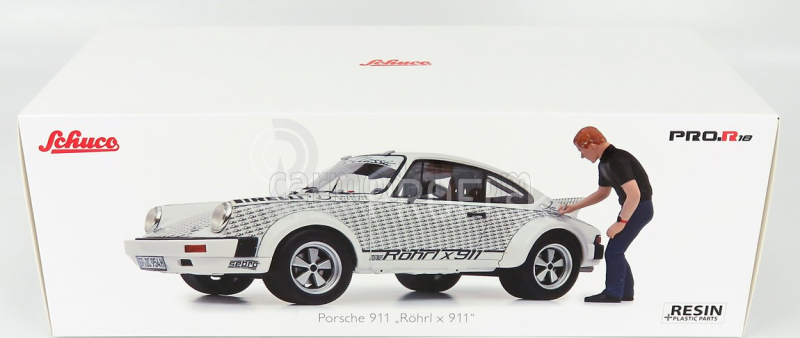 Schuco Porsche 911 Coupe s postavičkou Waltera Rohrla 1969 1:18 biela čierna