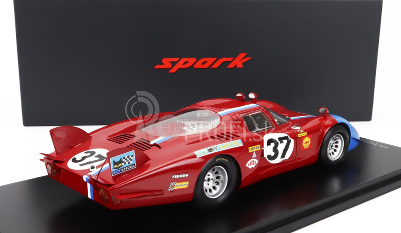 Spark-model Alfa romeo T33/2 1996cc V8 Team Vds Racing N 37 24h Le Mans 1968 T.pilette - R.slotemaker - Con Vetrina - S vitrínou 1:18 Red