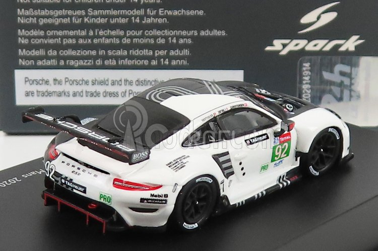 Spark-model Porsche 911 991-2 Rsr Team Porsche Gt N 92 24h Le Mans 2020 M.christensen - K.estre - L.vanthoor 1:87 Black