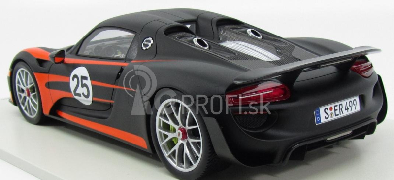 Spark-model Porsche 918 Spider N 25 Weissach Package 2013 1:18 Matná čierna oranžová