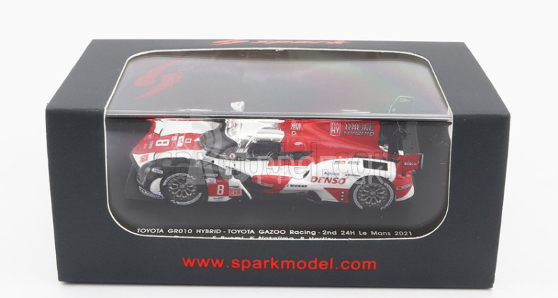 Spark-model Toyota Gr010 3.5l V6 Twin Turbo Hybrid Team Gazoo Racing N 8 2nd 24h Le Mans 2021 S.buemi - N.nakajima - B.hartley 1:87 Biela červená