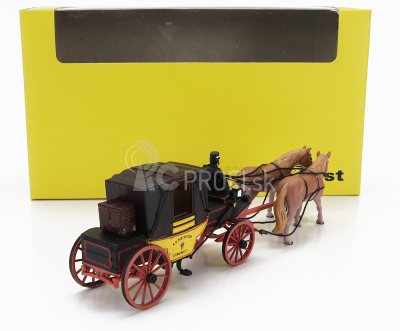 Starline models Príslušenstvo Diligenza Con Cocchiere E Cavalli - Carrozza 1850-1880 - Postkutsche Landauer s figúrkou a koňmi 1:43 Žltá hnedočervená