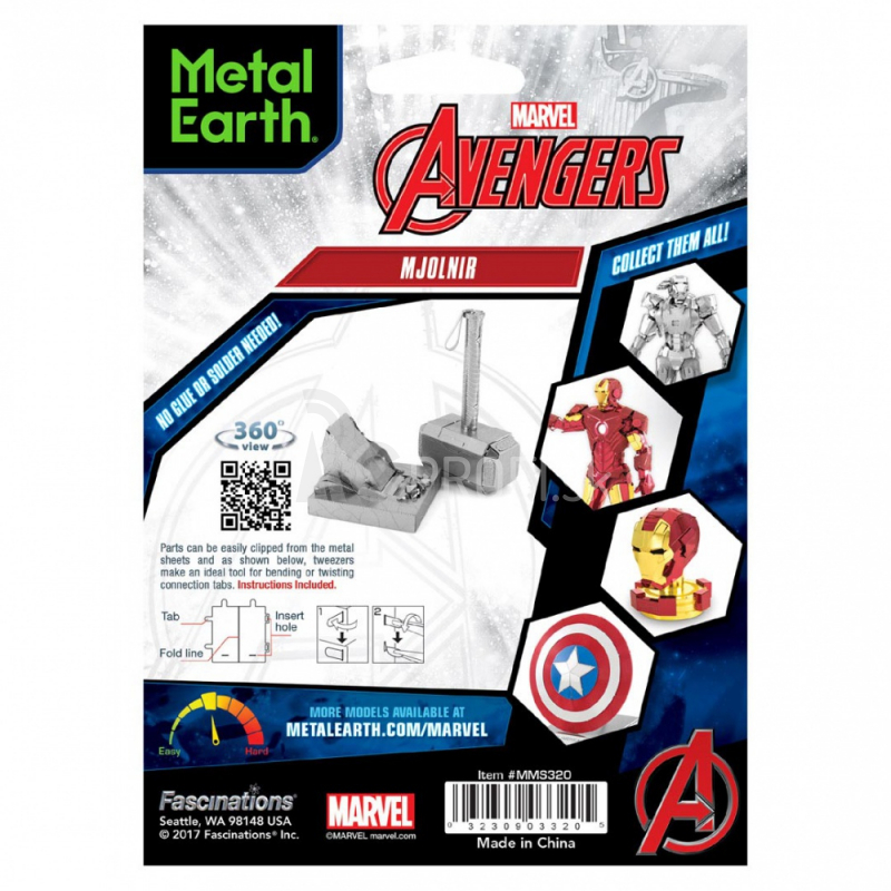 Oceľová stavebnica Marvel's Avengers Thorovo kladivo Mjolnir