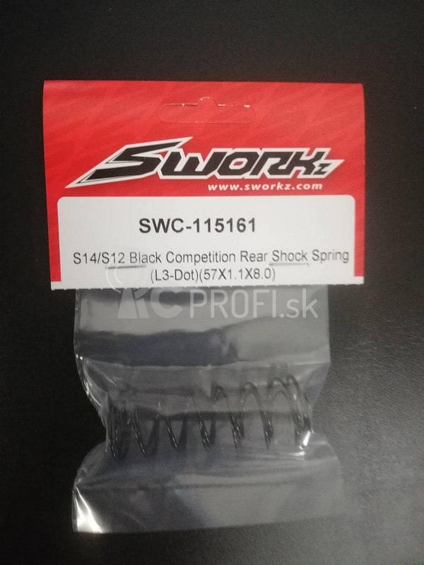SWORKz S14/S12 Competition čierne olejové pružiny tlmičov, zadné L3, 57x1.1x8.0mm, 2 ks.