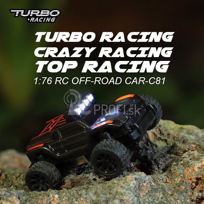 Turbo Racing 1/76 Off-Road RC Car RTR (sivá s oranžovým pruhom)