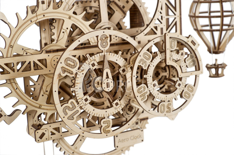 Ugears 3D drevené mechanické puzzle nástenné hodiny Aero - poškodený obal