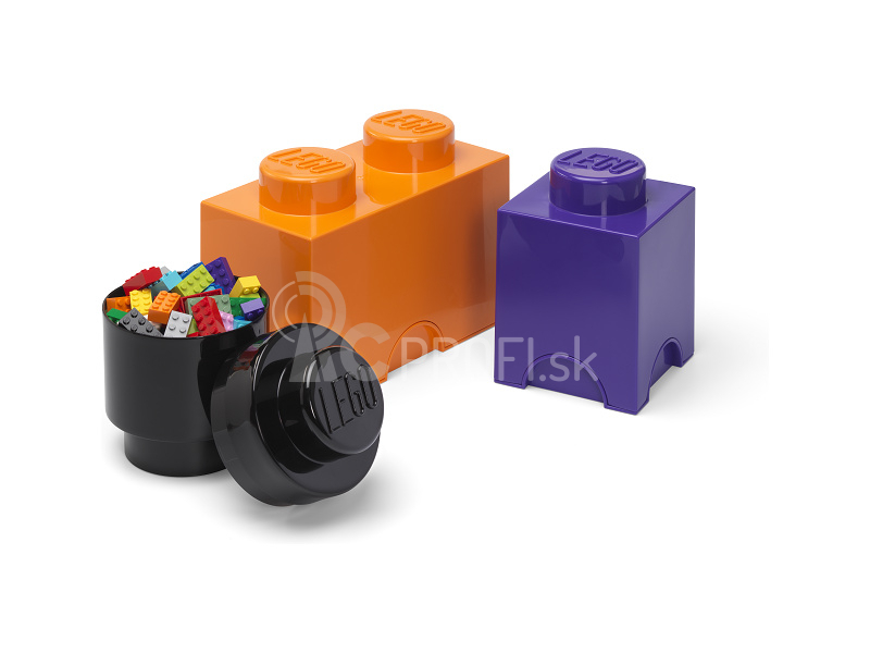 LEGO úložné boxy Multi-Pack 3 ks – fialová, čierna, oranžová