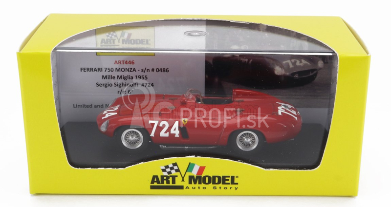 Umelecký model Ferrari 750 Monza Spider N 724 Mille Miglia 1955 Sergio Sighinolfi 1:43 Červená