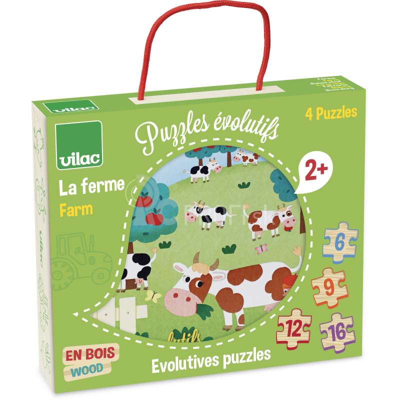 Vilac Drevené puzzle Farma 4v1