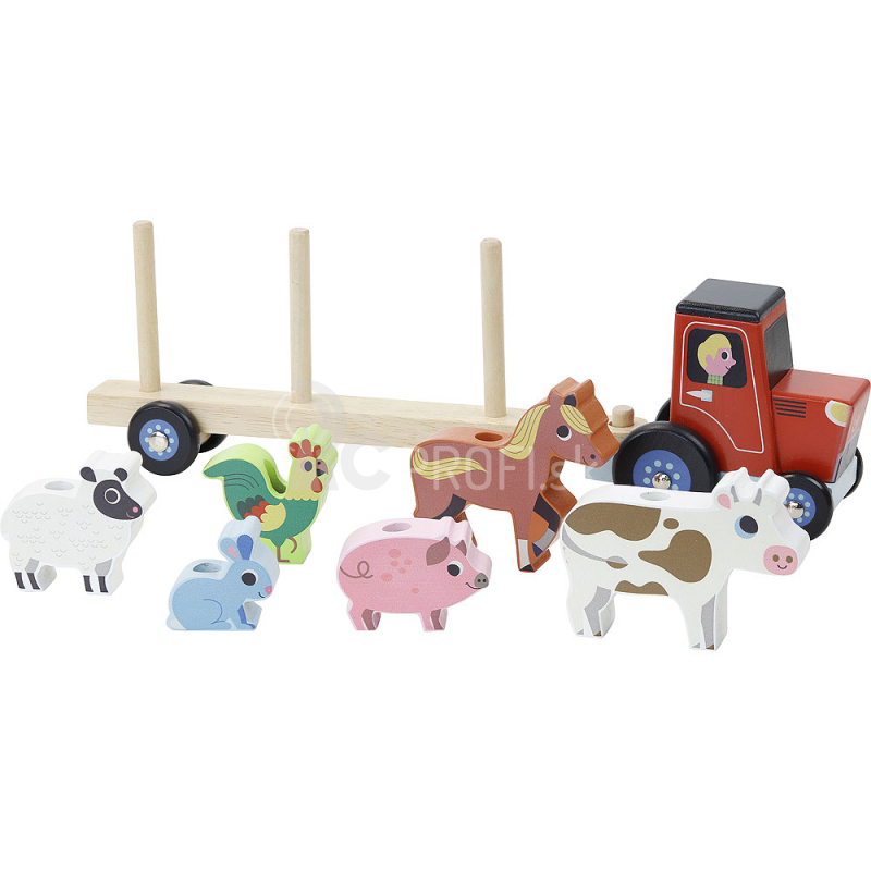 Vilac Drevený traktor so zvieratami na montáž
