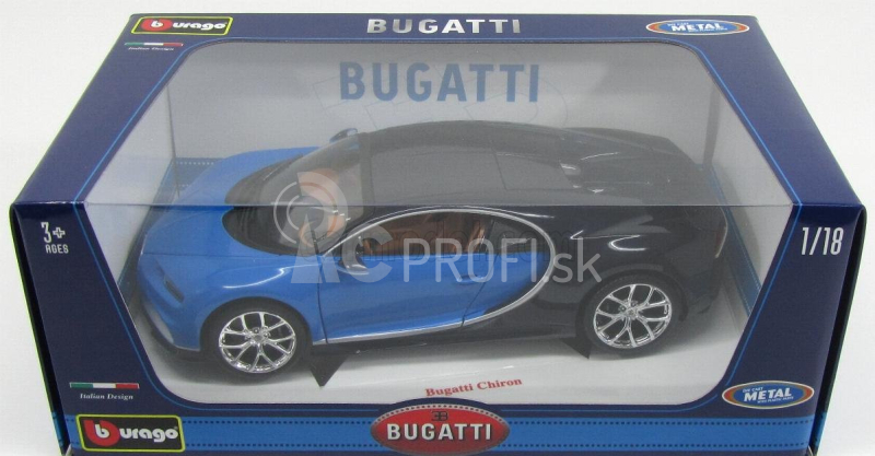 Bburago Plus Bugatti Chiron 1:18 modrá