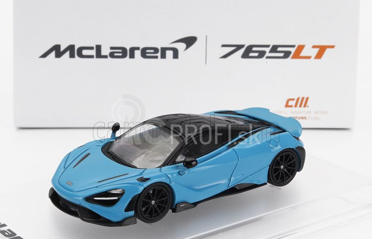 Cm-models Mclaren 765lt so závodnou sadou kolies 2020 1:64 svetlomodrá