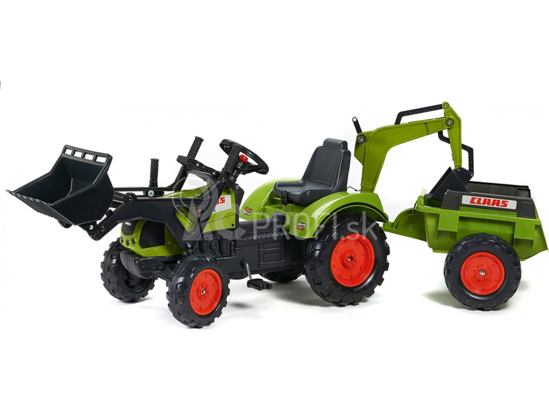 FALK – Šliapací traktor Claas Arion 430 s nakladačom, rýpadlom a vlečkou