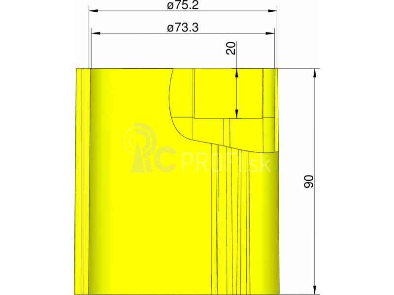 Klima základňa 75 mm 3 stabilizátory žltá