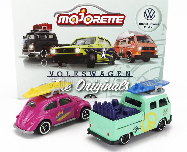 Majorette Volkswagen Set 2x T1 Double Cabine Pick-up 1962 + Beetle Kafer Maggiolino 1959 1:64 Rôzne