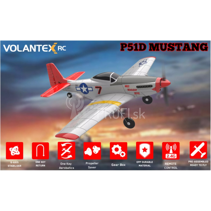 RC lietadlo S-idee Volantex Mustang P51 RC Gilder