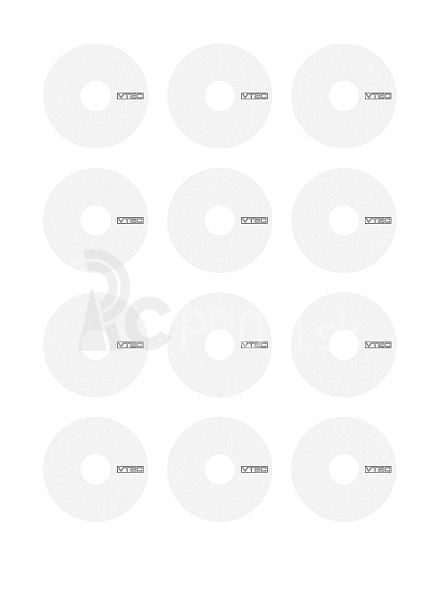 VTEC nálepky na 1/10 TC disky – biele