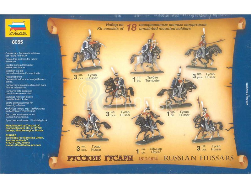 Zvezda figúrky ruskí husári 1812 – 1814 (1:72)