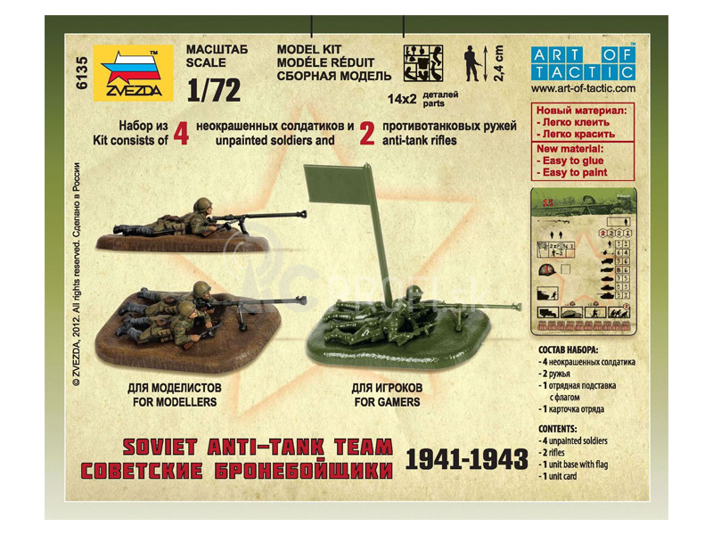 Zvezda figúrky – sovietsky protitankový tím (1:72)