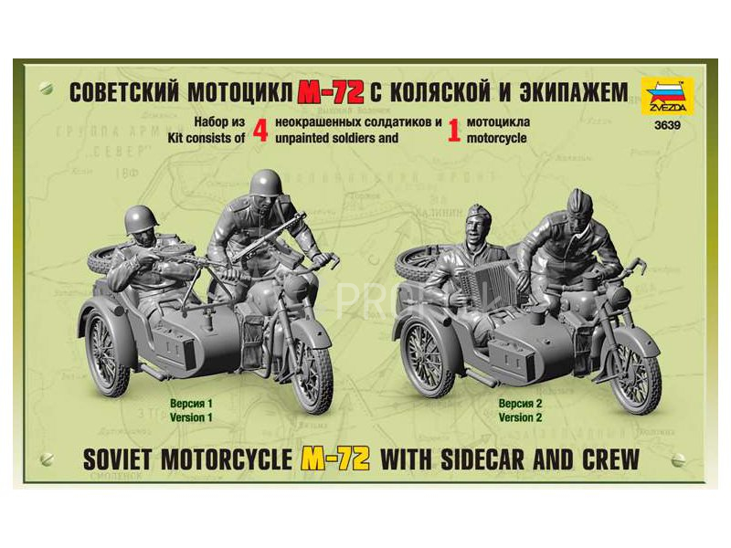 Zvezda sovietsky motocykel M-72 s figúrkami (1:35)