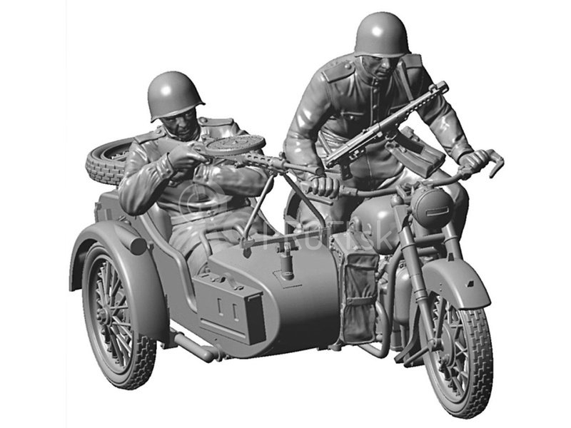 Zvezda sovietsky motocykel M-72 s figúrkami (1:35)